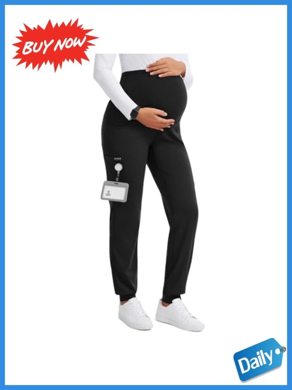 Womens Maternity Scrub Jogger Pants Nylon Spandex 4-Way Stretch Yoga Style